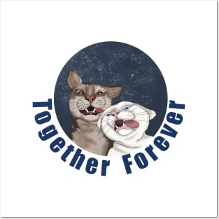 Funny cats Together forever Posters and Art